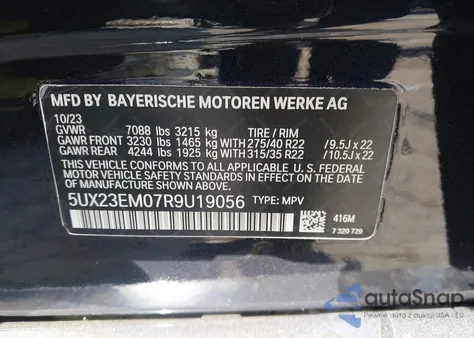 2024 BMW X7 xDrive40I из США, поврежденный, VIN 5UX23EM07R9U19056